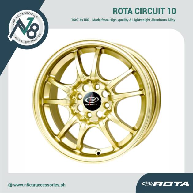 ROTA CIRCUIT 10 16x7 4x100 GOLD Wheels Genuine
