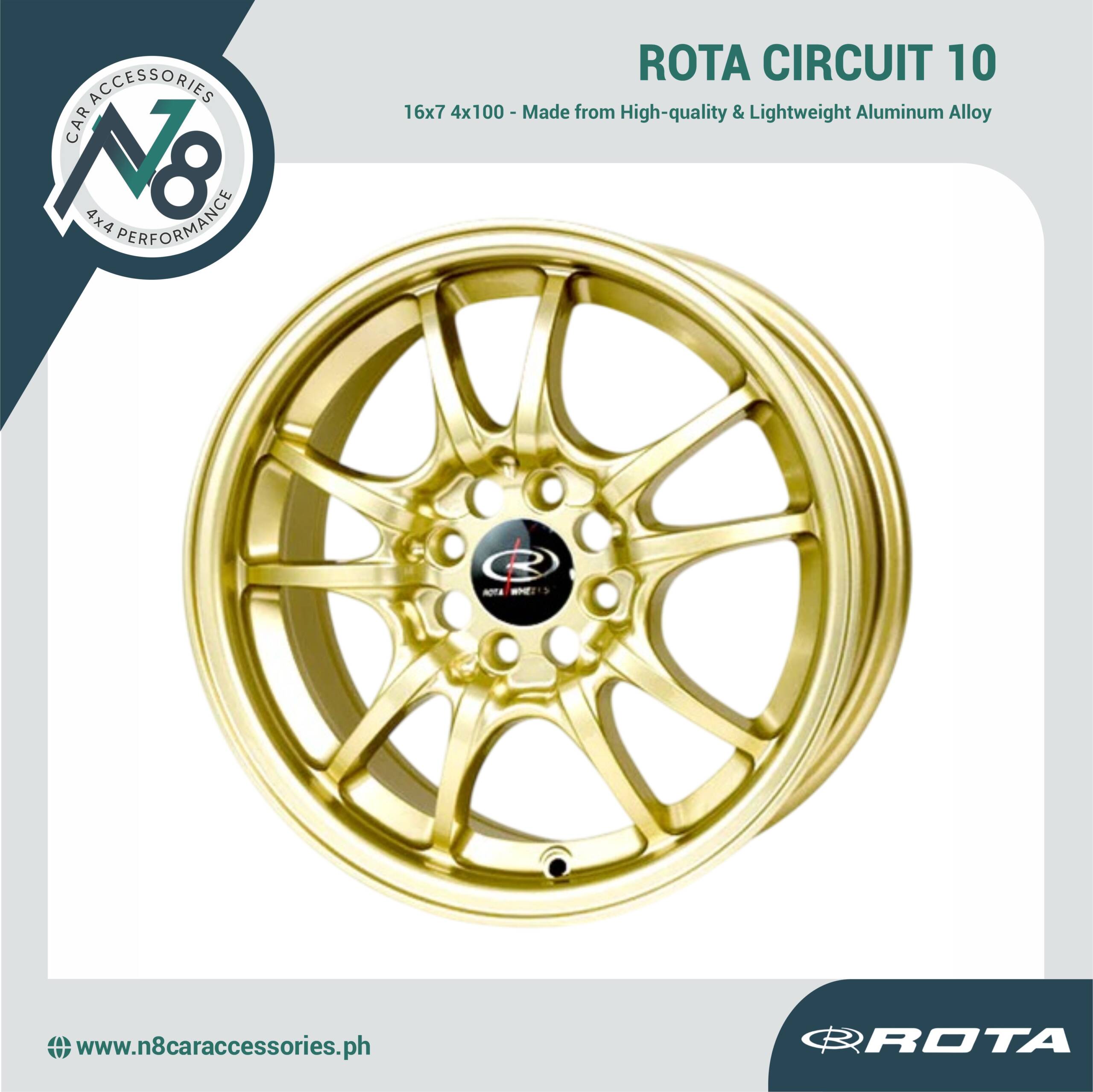 ROTA CIRCUIT 10 16x7 4x100 GOLD Wheels Genuine