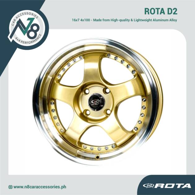 ROTA D2 16x7 4x100 ROYAL LIP GOLD Wheels Genuine
