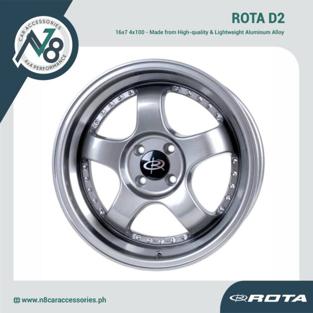 ROTA D2 16x7 4x100 STEEL GRAY Wheels Genuine