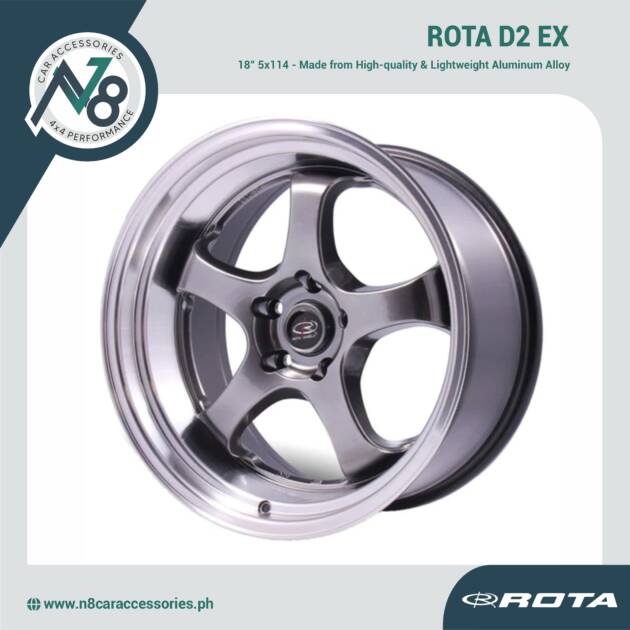 ROTA D2 EX 18" 5x114 HYPER BLACK Wheels Genuine