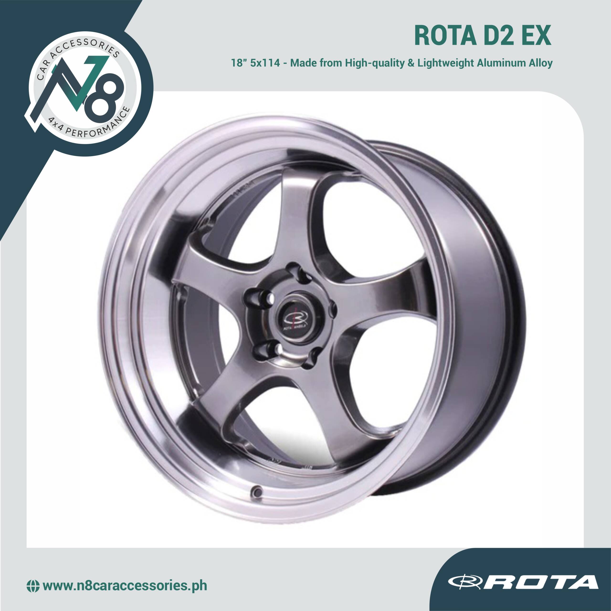 ROTA D2 EX 18" 5x114 HYPER BLACK Wheels Genuine