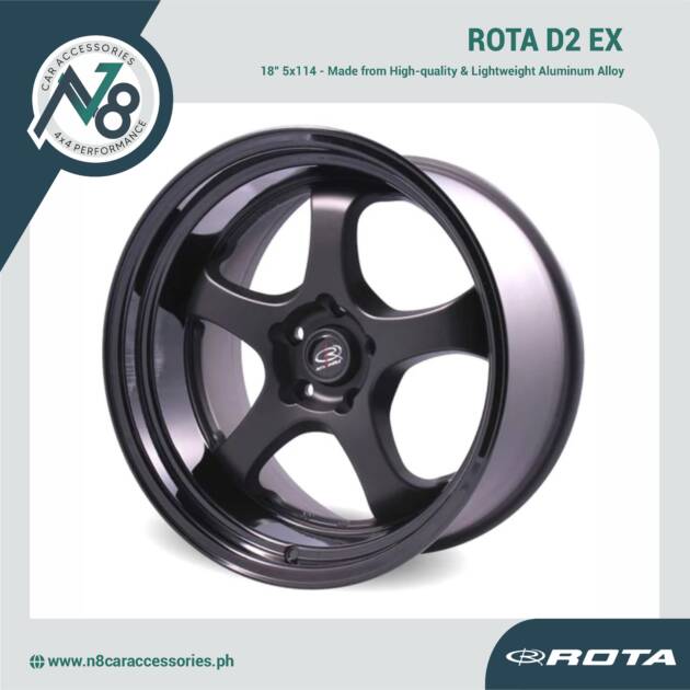 ROTA D2 EX 18" 5x114 MATTE BLACK GLOSS LIP Wheels Genuine