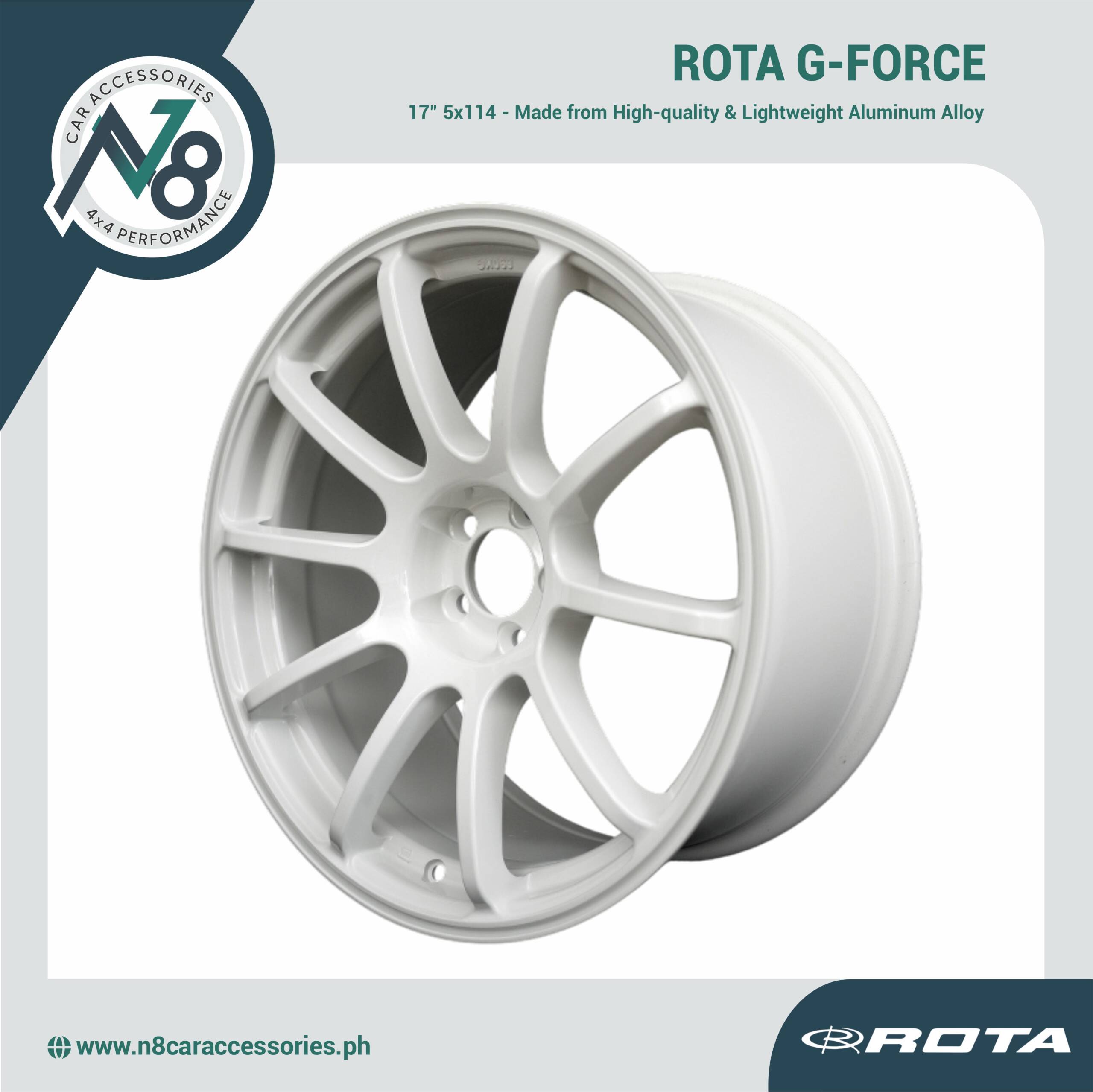 ROTA G-FORCE 17" 5x114 WHITE Wheels Genuine