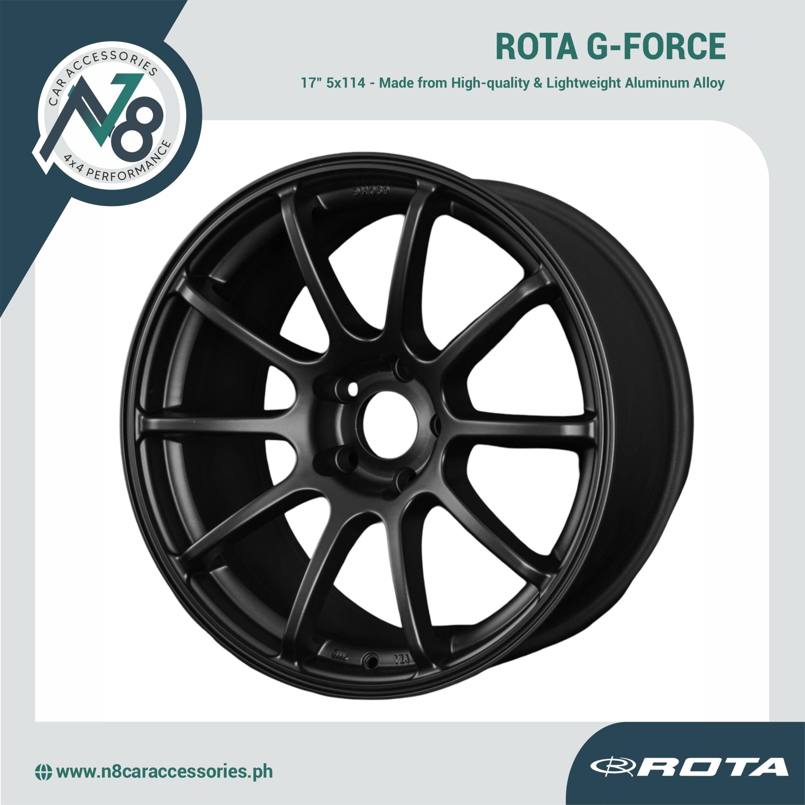 ROTA G-FORCE 17" 5x114 FLAT BLACK Wheels Genuine