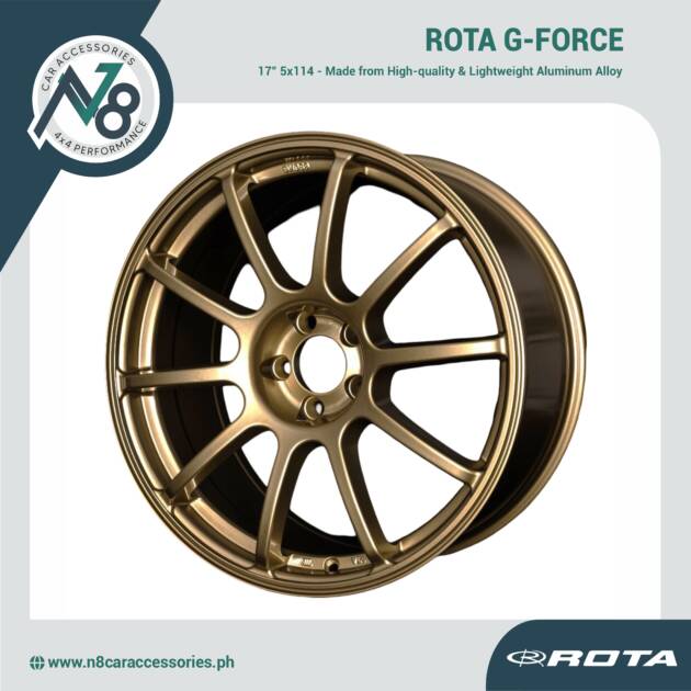 ROTA G-FORCE 17" 5x114 PLAIN GOLD Wheels Genuine