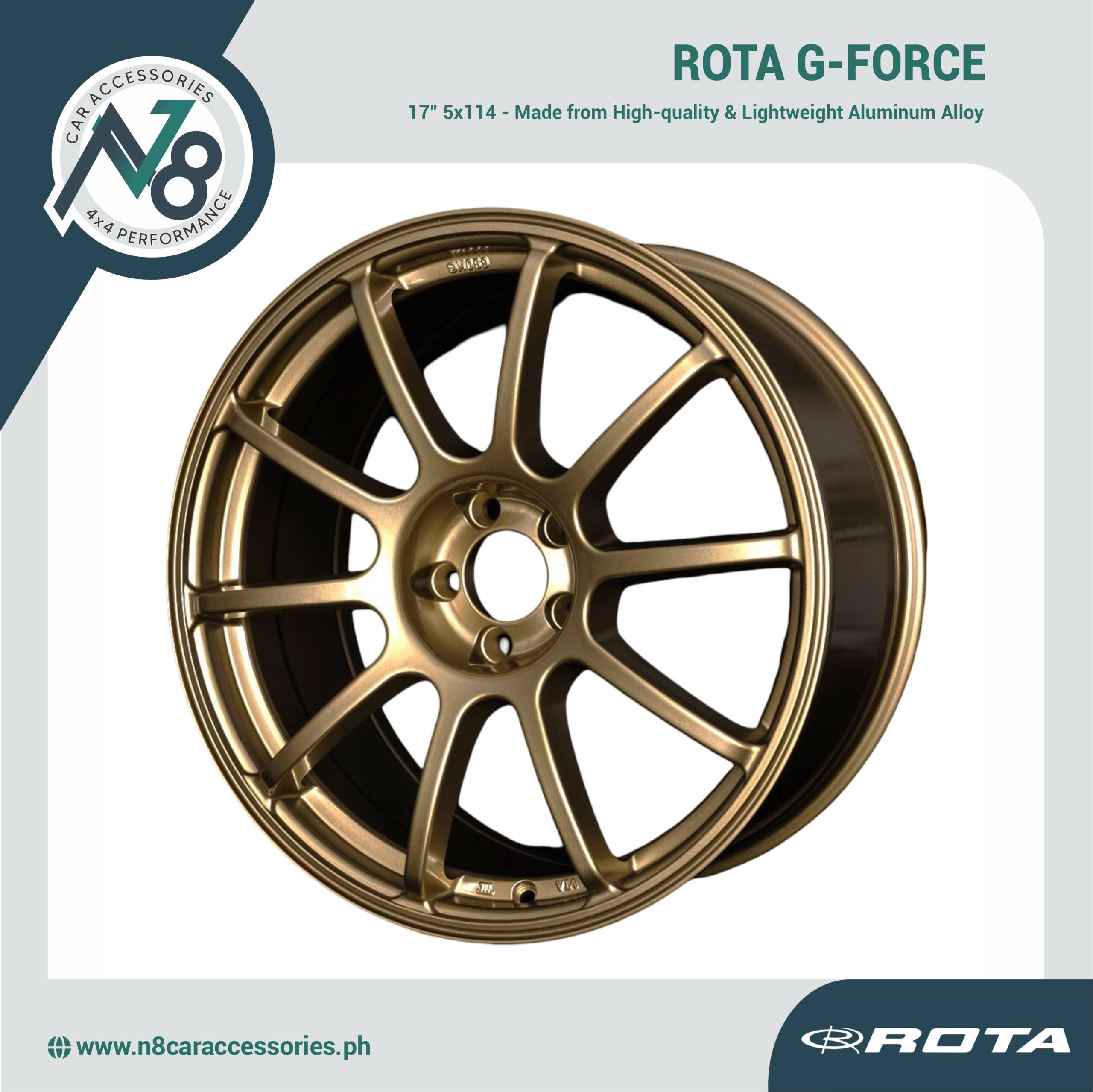ROTA G-FORCE 17" 5x114 PLAIN GOLD Wheels Genuine