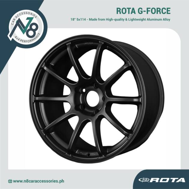 ROTA G-FORCE 18x8.5" 5x114 FLAT BLACK Wheels Genuine