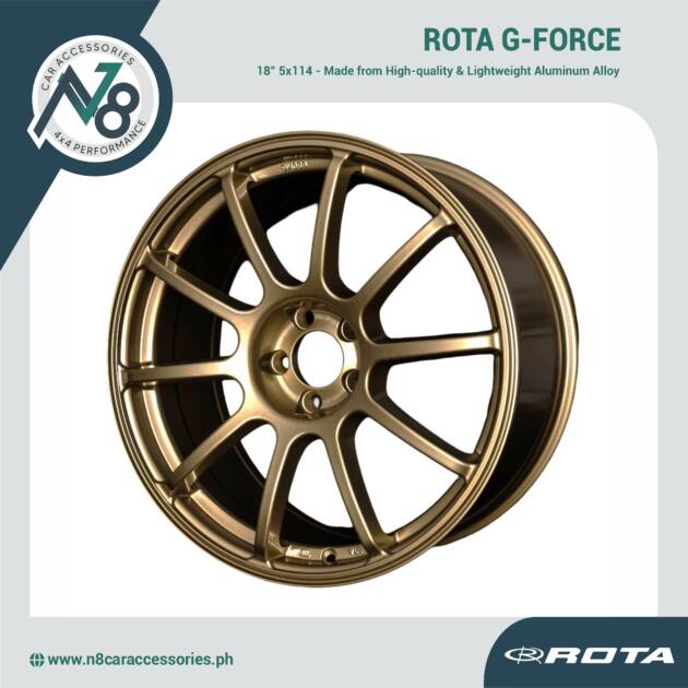 ROTA G-FORCE 18x8.5" 5x114 PLAIN GOLD Wheels Genuine