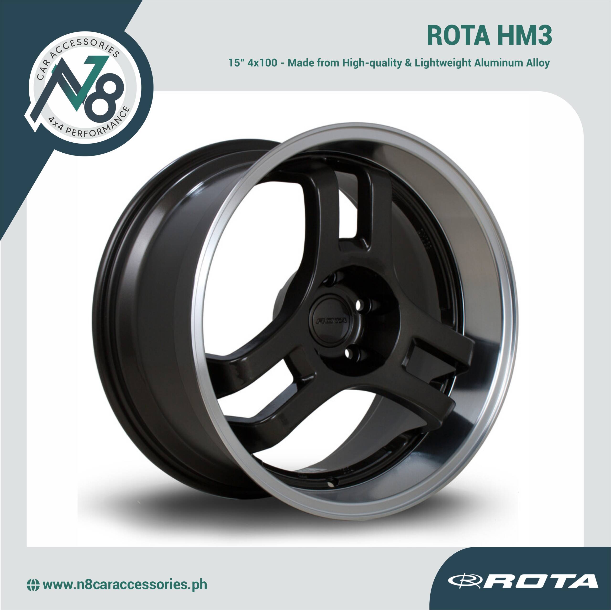 ROTA HM3 15" 4x100 BLACK Wheels Genuine