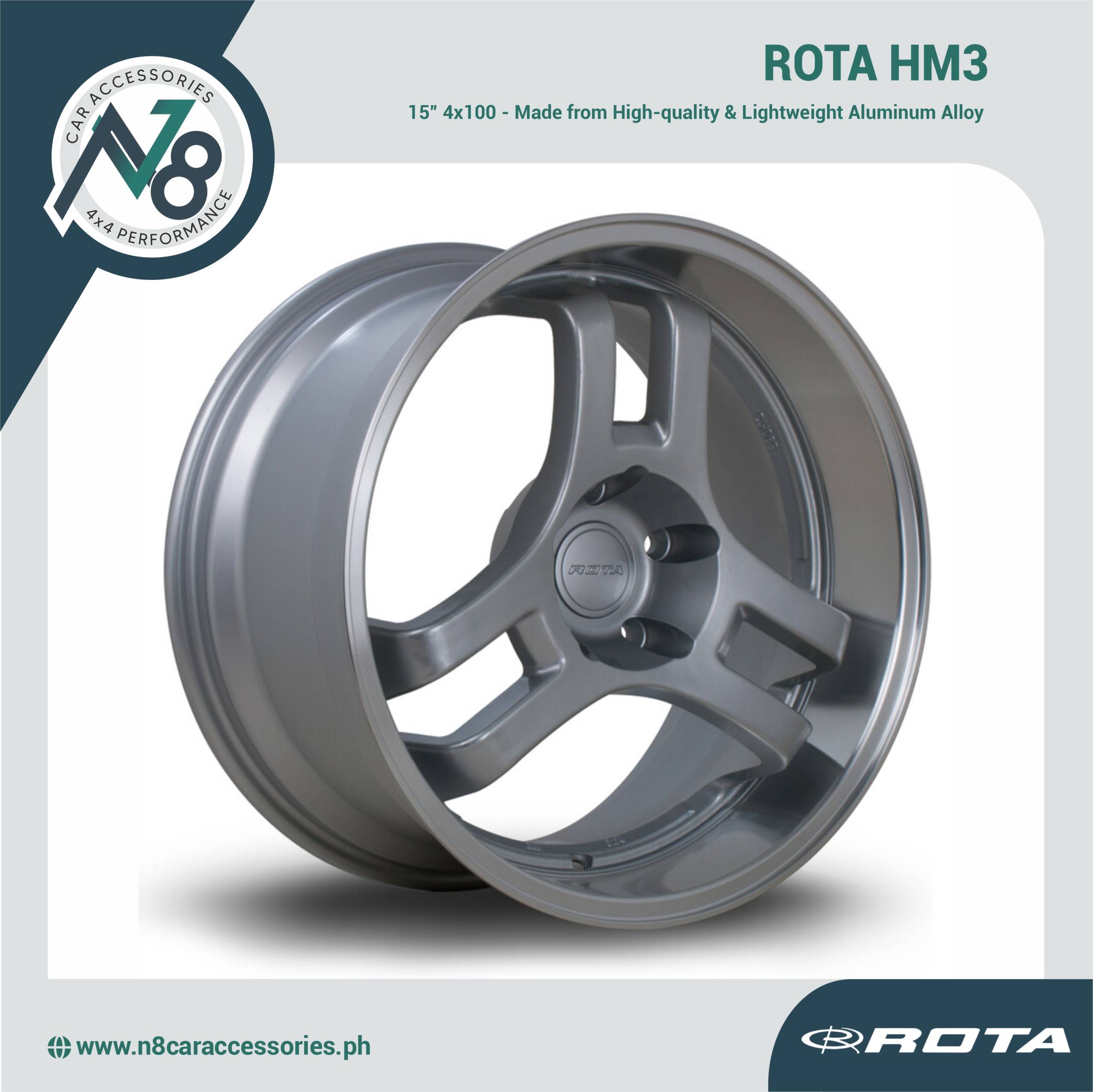 ROTA HM3 15" 4x100 SILVER Wheels Genuine