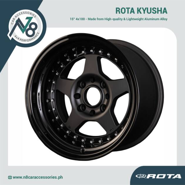 ROTA KYUSHA 15x7" 4x100 FLAT BLACK Wheels Genuine