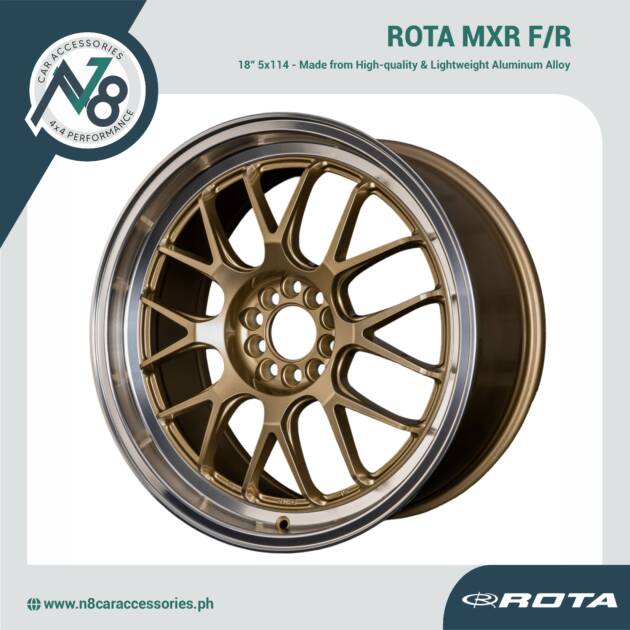 ROTA MXR F/R 18x8.5" 5x114 GOLD POLISHED LIP Wheels Genuine