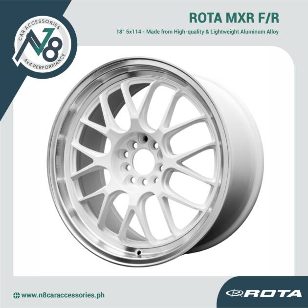 ROTA MXR F/R 18x8.5" 5x114 WHITE POLISHED LIP Wheels Genuine