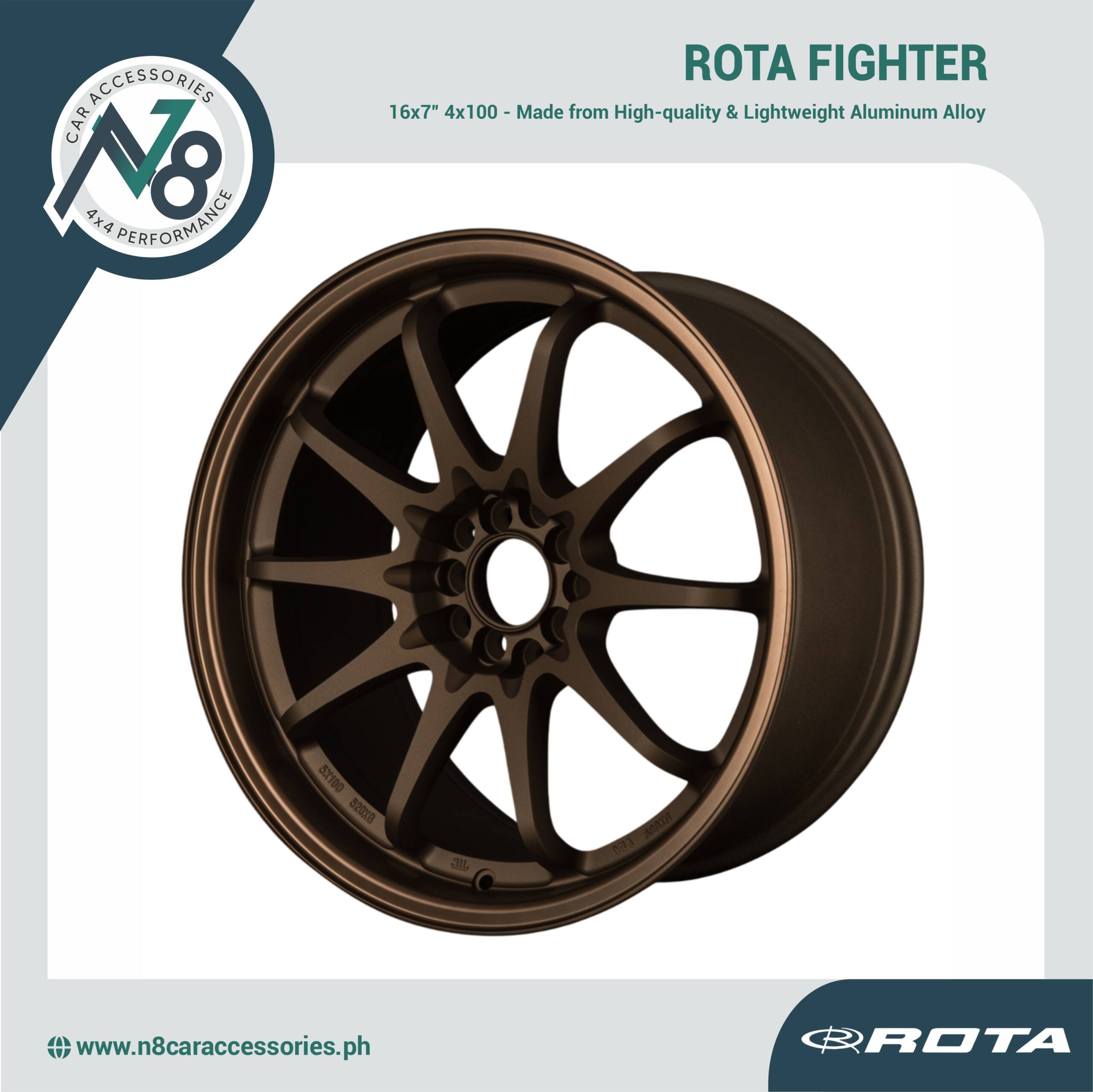 ROTA Fighter 16x7 4x100 SPEED BRONZE Wheels Genuine