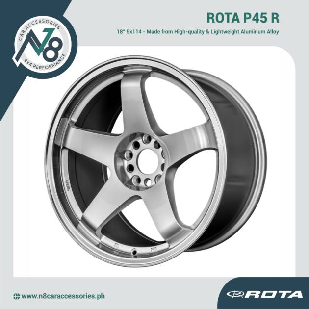 ROTA P45 R 18x10" 5x114 SILVER POLISHED LIP Wheels Genuine