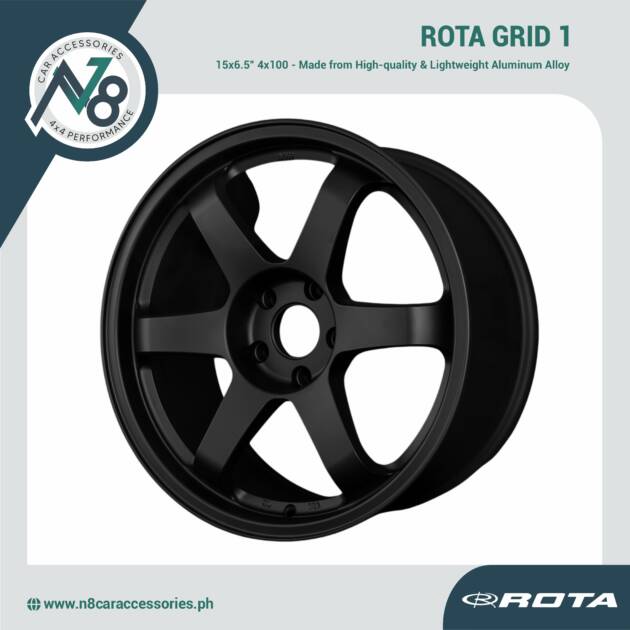 ROTA GRID1 15x6.5 4x100 FLAT BLACK Wheels Genuine