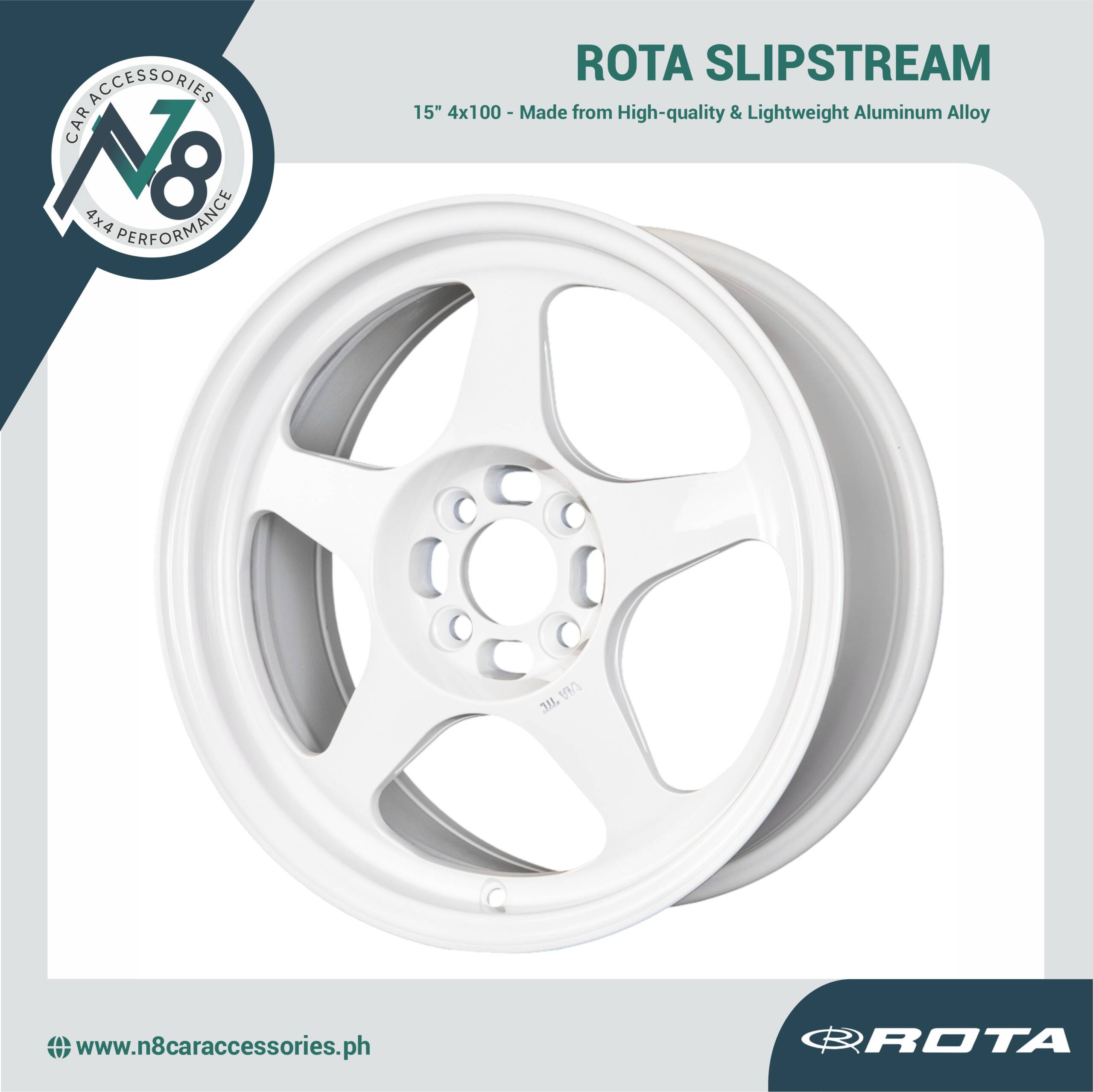 ROTA SLIPSTREAM 15" 4x100 WHITE Wheels Genuine