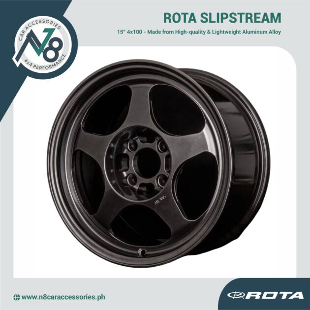 ROTA SLIPSTREAM 15" 4x100 HYPER BLACK Wheels Genuine
