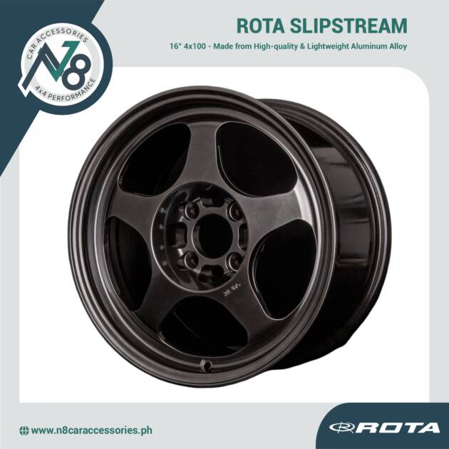 ROTA SLIPSTREAM 16" 4x100 HYPER BLACK Wheels Genuine