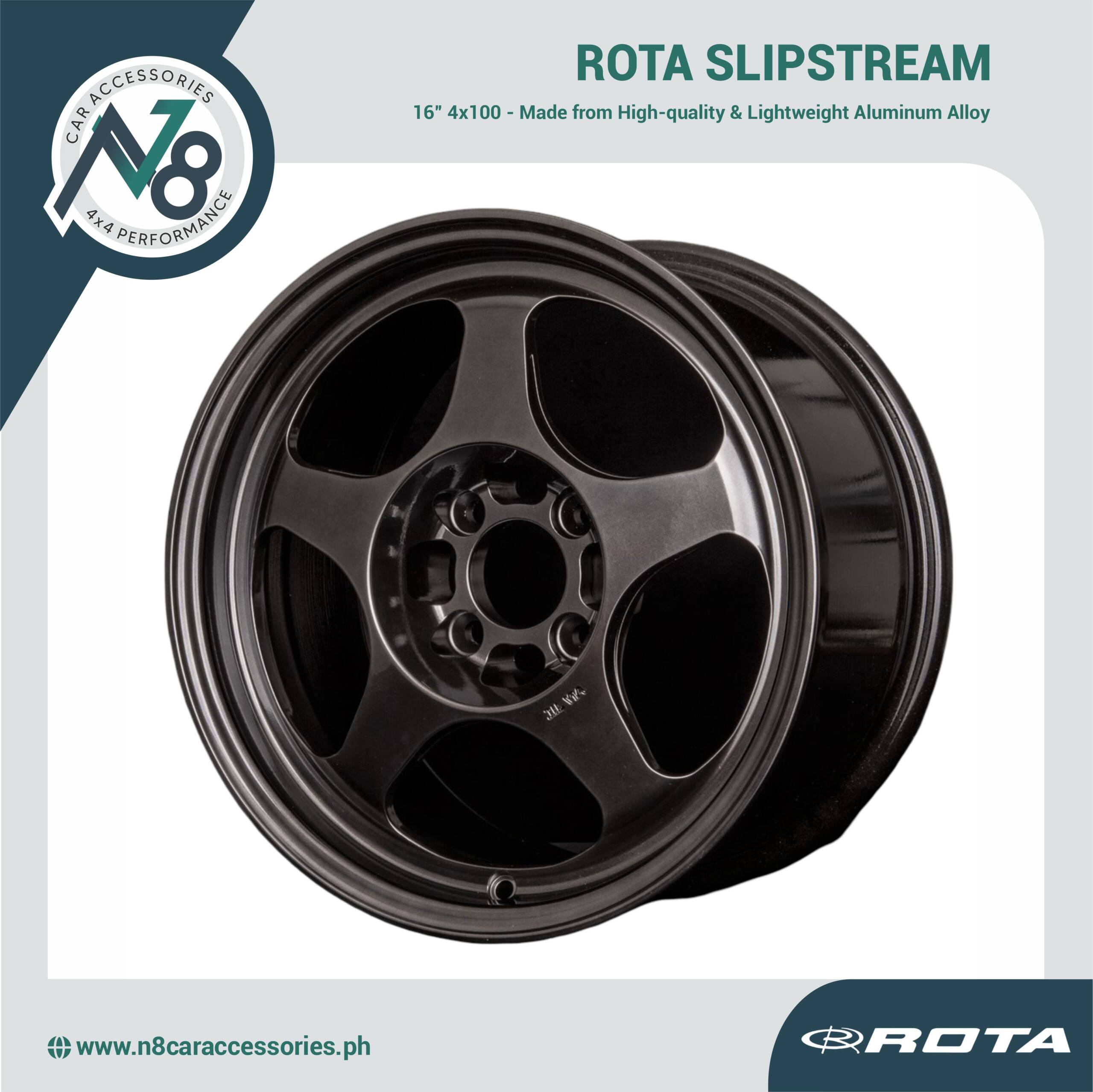ROTA SLIPSTREAM 16" 4x100 HYPER BLACK Wheels Genuine