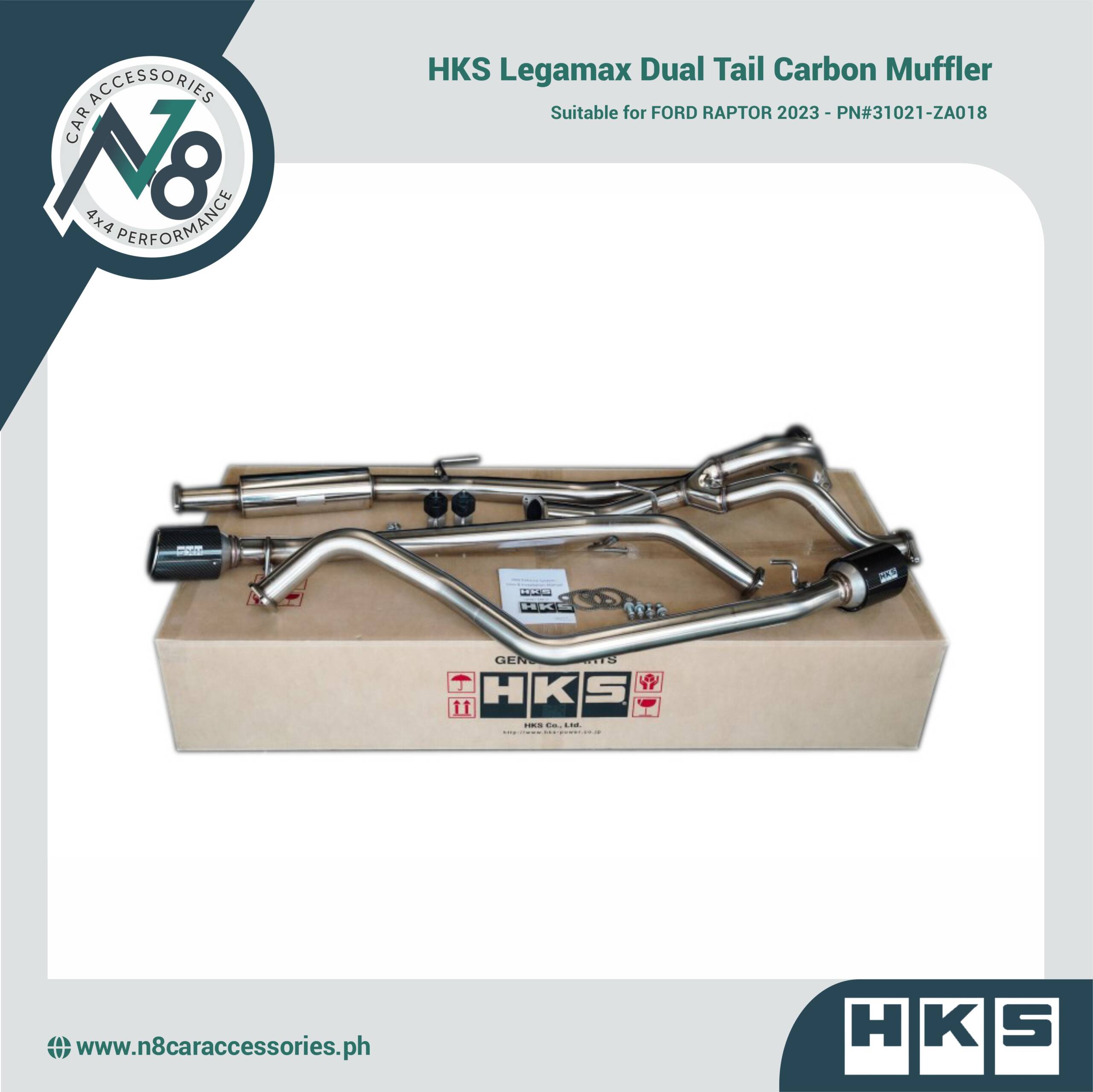 HKS Legamax Dual Tail Carbon Muffler for FORD RAPTOR 2023 - PN#31021-ZA018 Genuine