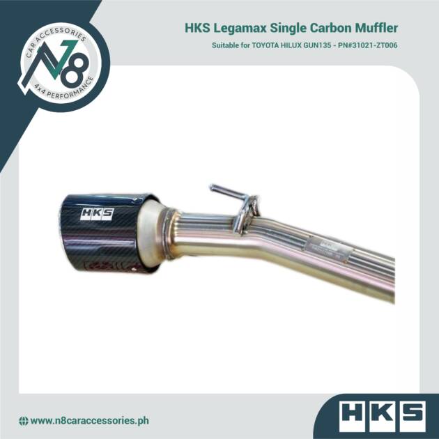 HKS Legamax Single Carbon Muffler for TOYOTA HILUX GUN135 - PN#31021-ZT006 Genuine