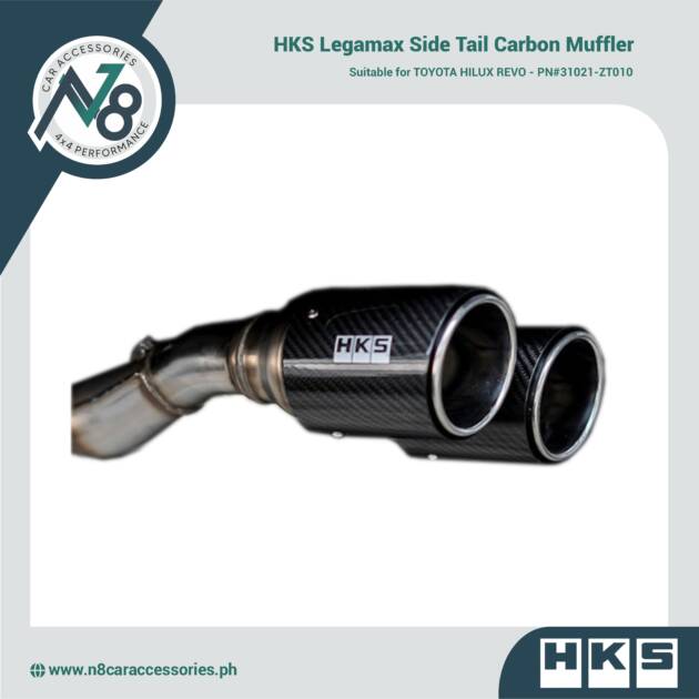 HKS Legamax Side Tail Carbon Muffler for TOYOTA HILUX REVO - PN#31021-ZT010 Genuine