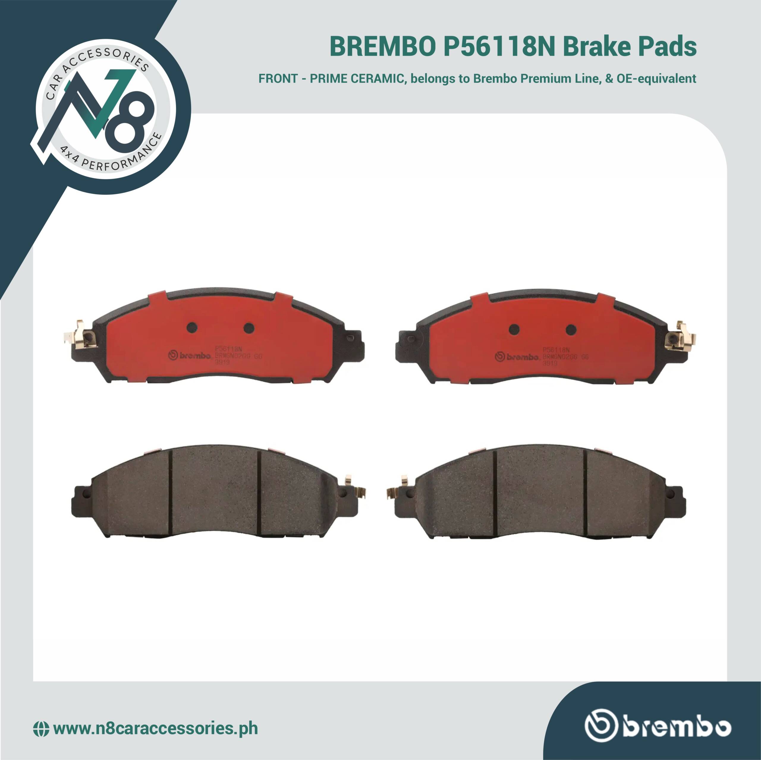 BREMBO Front Brake Pad Prime Ceramic P56118N Genuine