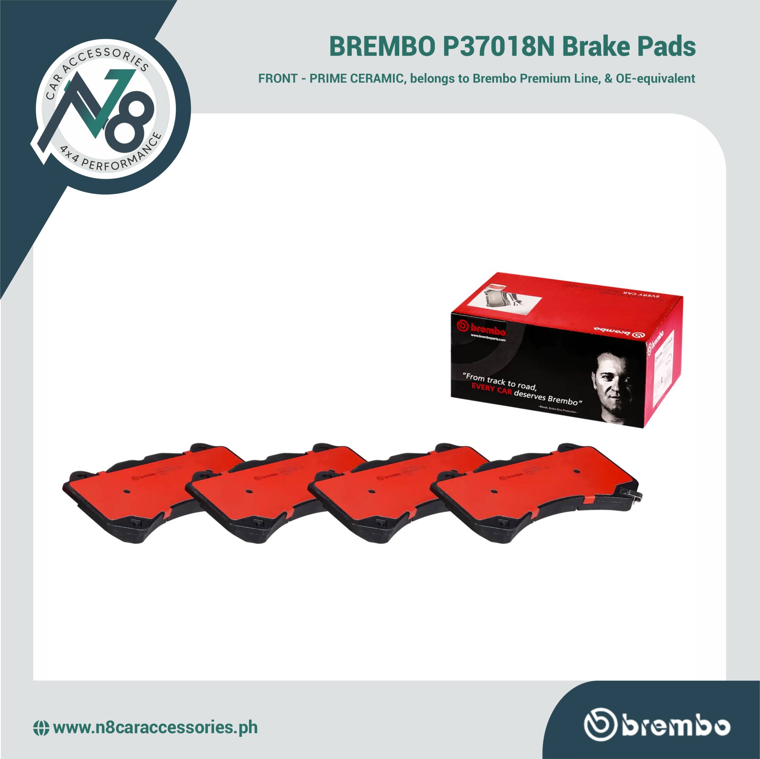 BREMBO Front Brake Pad Prime Ceramic P37018N Genuine