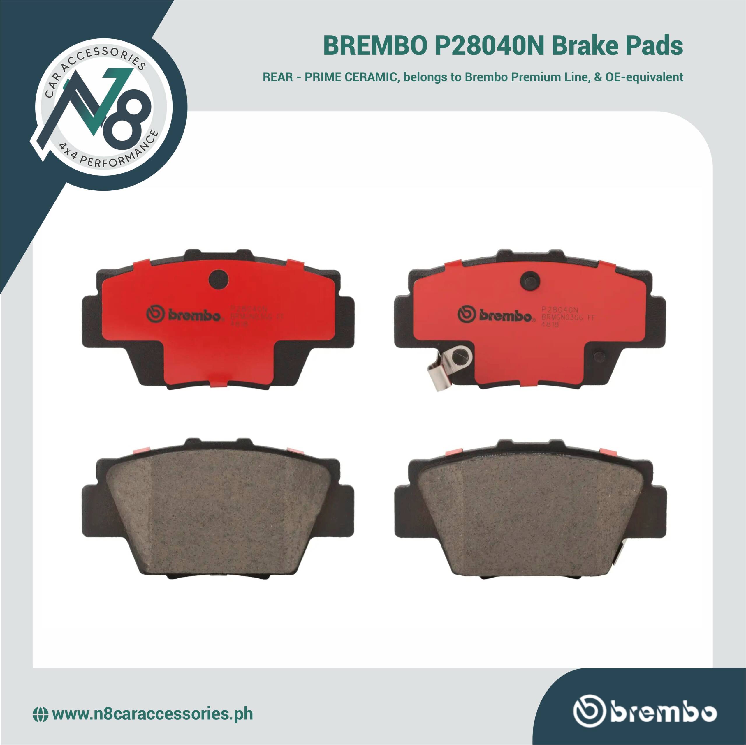 BREMBO Rear Brake Pad Prime Ceramic P28040N Genuine