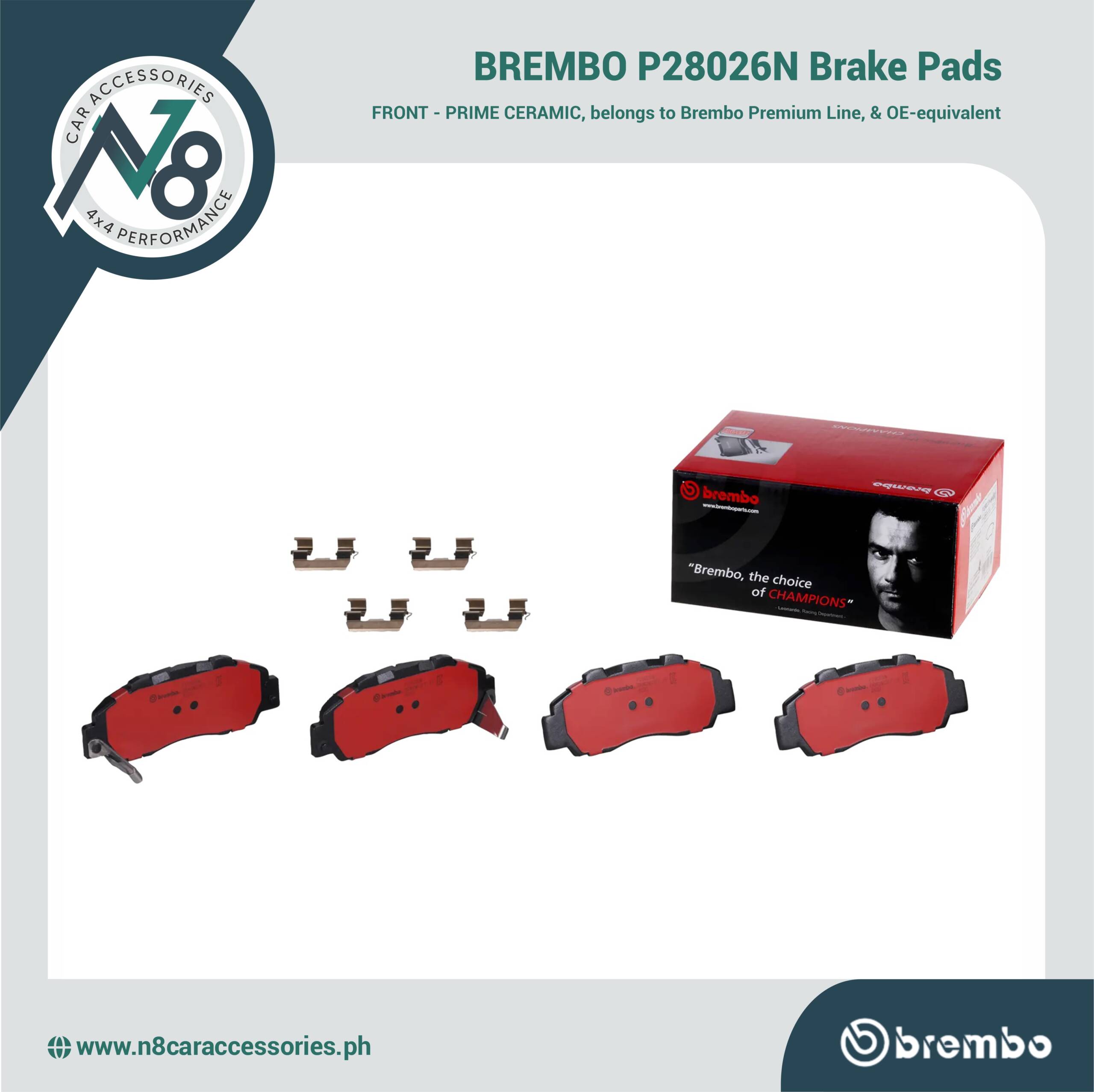 BREMBO Front Brake Pad Prime Ceramic P28026N Genuine
