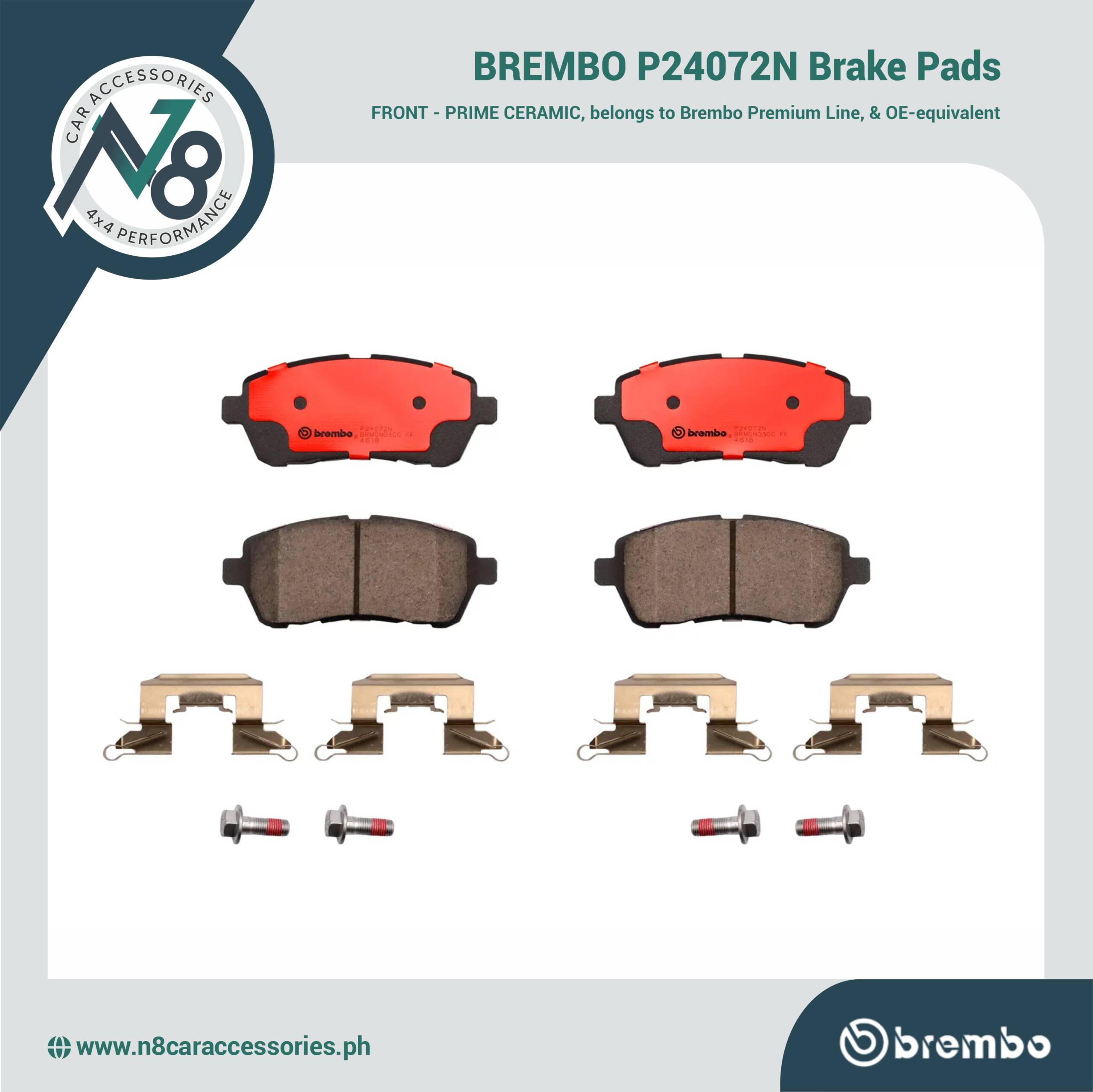 BREMBO Front Brake Pad Prime Ceramic P24072N Genuine