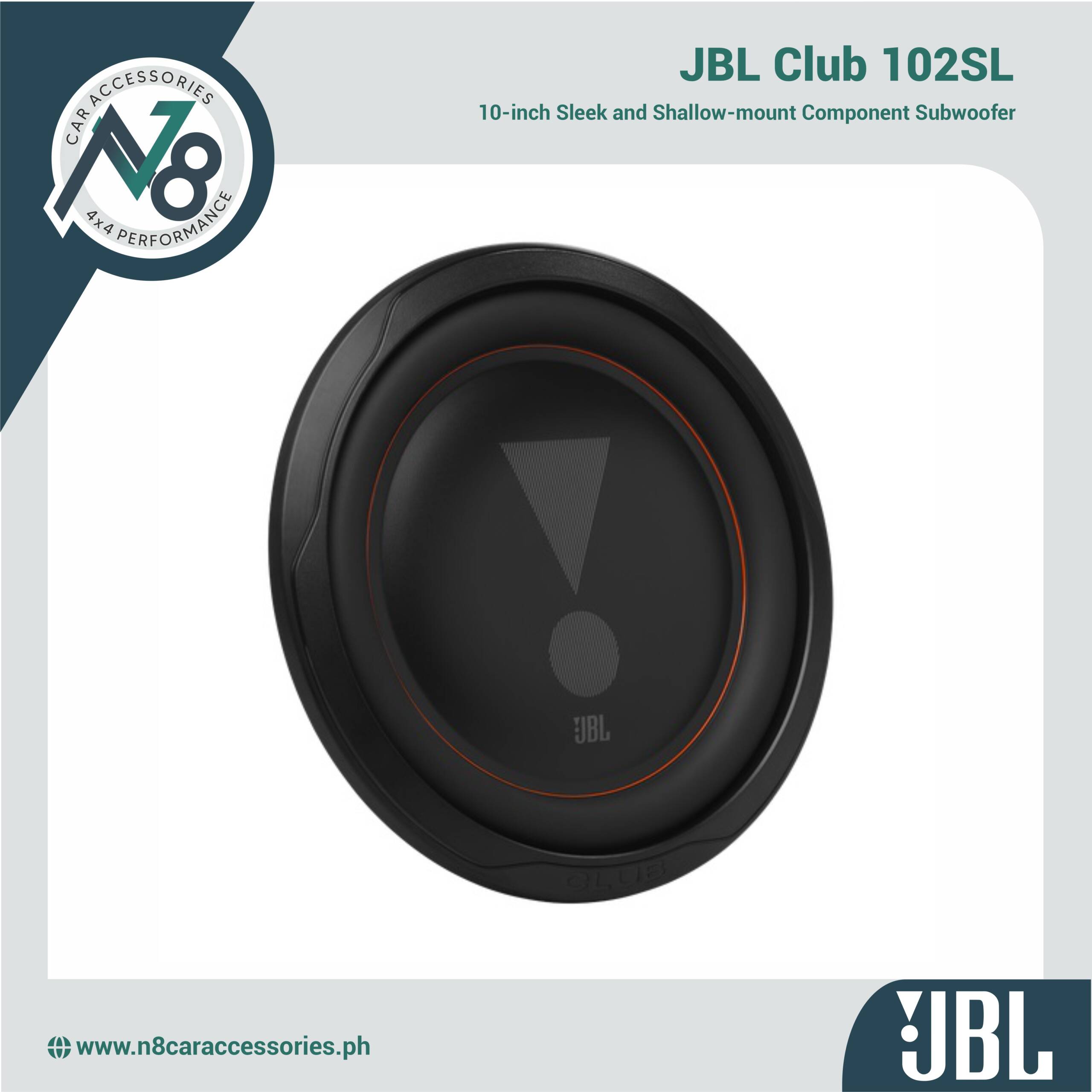 JBL Club 102SL 10-inch Shallow-mount Component Subwoofer Genuine