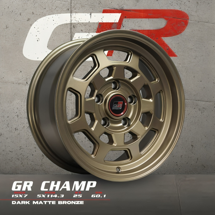 GR Champ SR17 15x7" 5x114.3 +25 DARK MATTE BRONZE Wheels for TOYOTA TAMARAW Genuine - Image 3