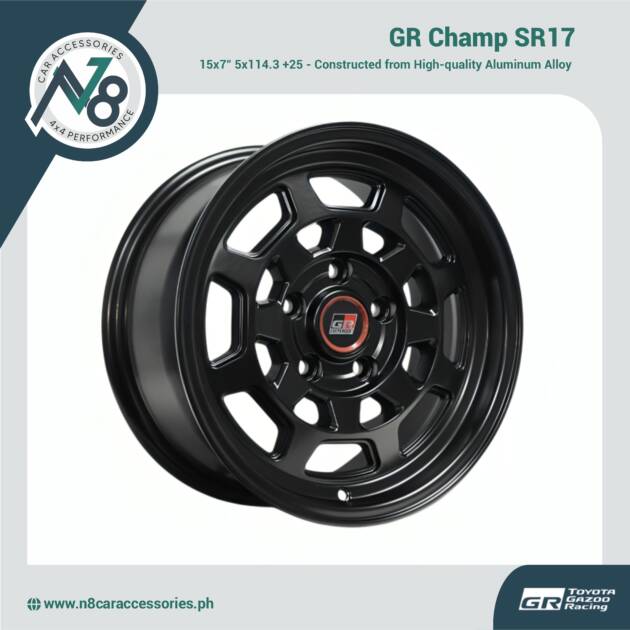 GR Champ SR17 15x7" 5x114.3 +25 MATTE BLACK Wheels for TOYOTA TAMARAW Genuine
