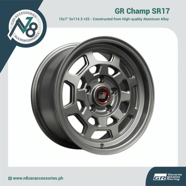 GR Champ SR17 15x7" 5x114.3 +25 MATTE GUNMETAL Wheels for TOYOTA TAMARAW Genuine