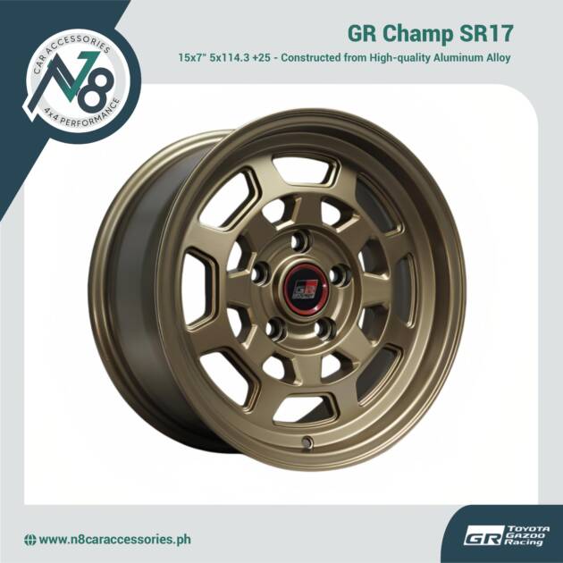 GR Champ SR17 15x7" 5x114.3 +25 DARK MATTE BRONZE Wheels for TOYOTA TAMARAW Genuine