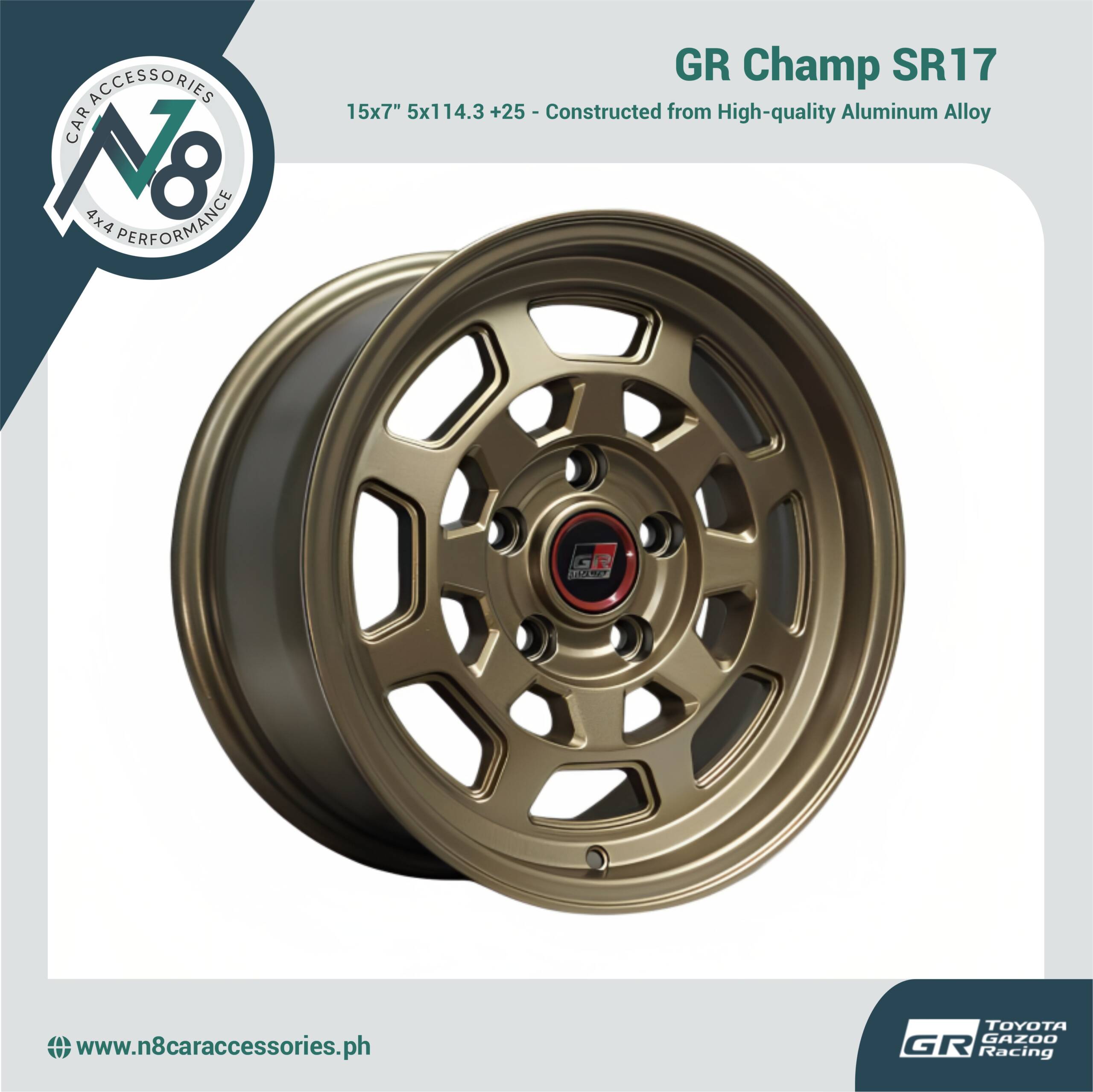 GR Champ SR17 15x7" 5x114.3 +25 DARK MATTE BRONZE Wheels for TOYOTA TAMARAW Genuine