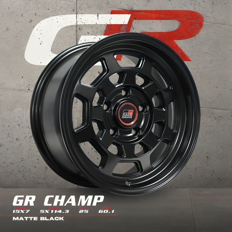 GR Champ SR17 15x7" 5x114.3 +25 MATTE BLACK Wheels for TOYOTA TAMARAW Genuine - Image 3