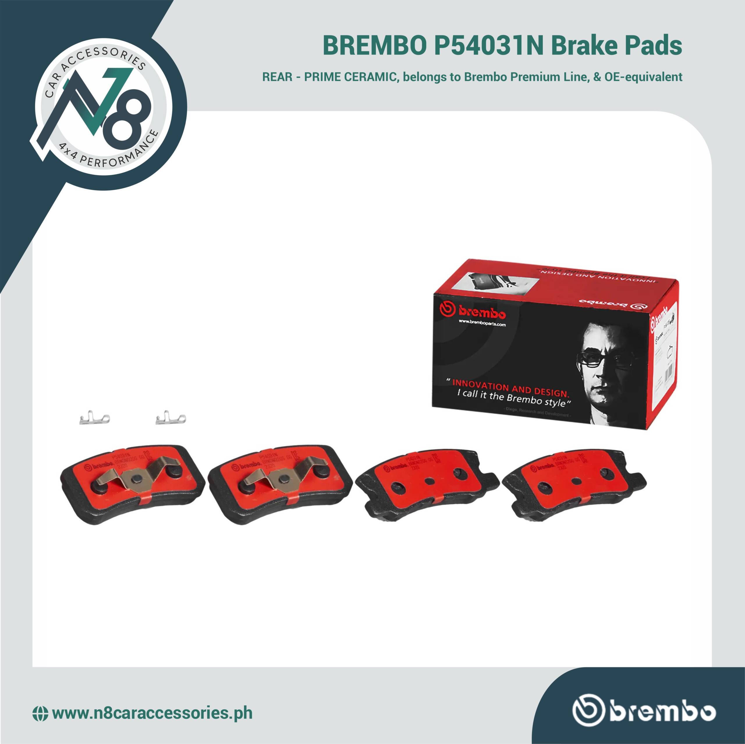 BREMBO Rear Brake Pad Prime Ceramic P54031N Genuine