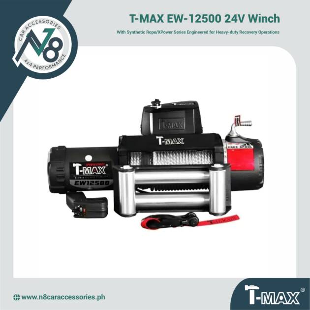 T-MAX EW-12500 24V Winch with Synthetic Rope/XPower Series Genuine