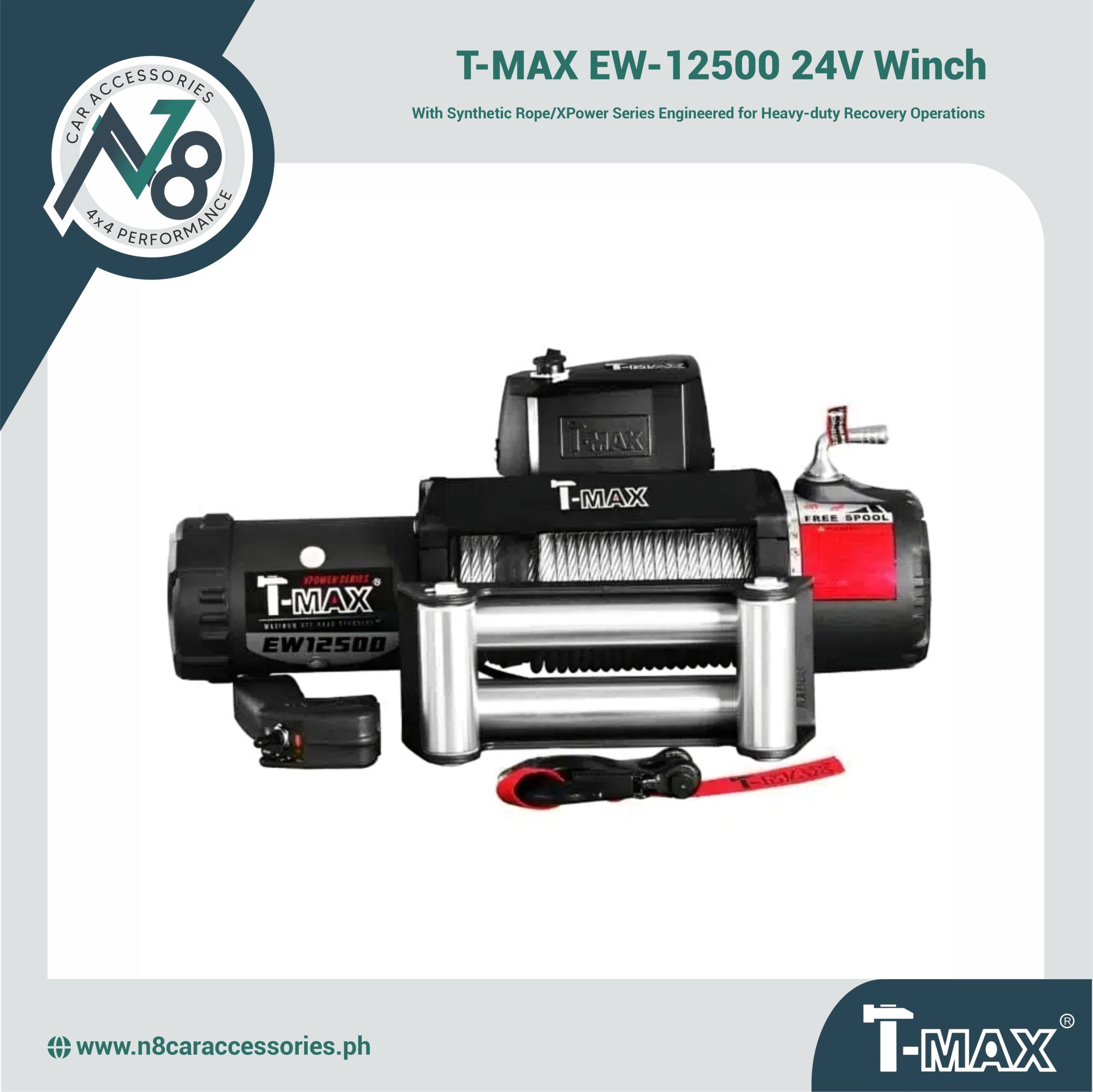 T-MAX EW-12500 24V Winch with Synthetic Rope/XPower Series Genuine