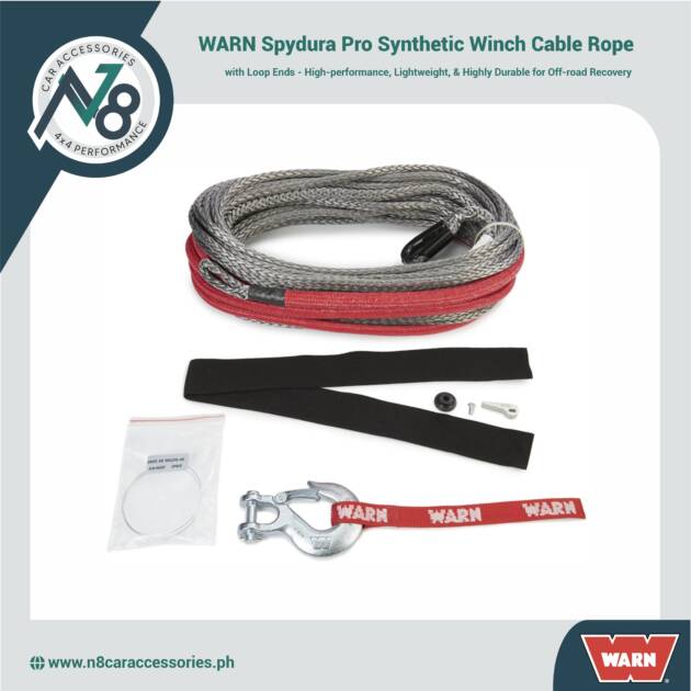 WARN Spydura Pro Synthetic Winch Cable Rope with Loop Ends Genuine