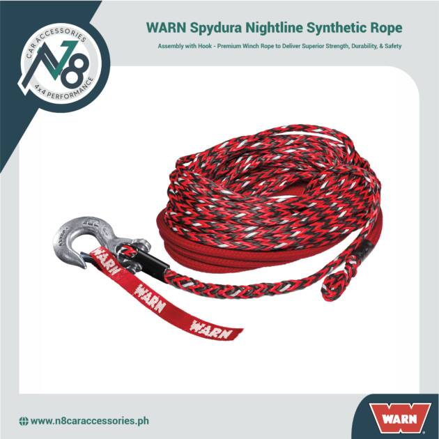 WARN Spydura Nightline Synthetic Rope Assembly with Hook Genuine