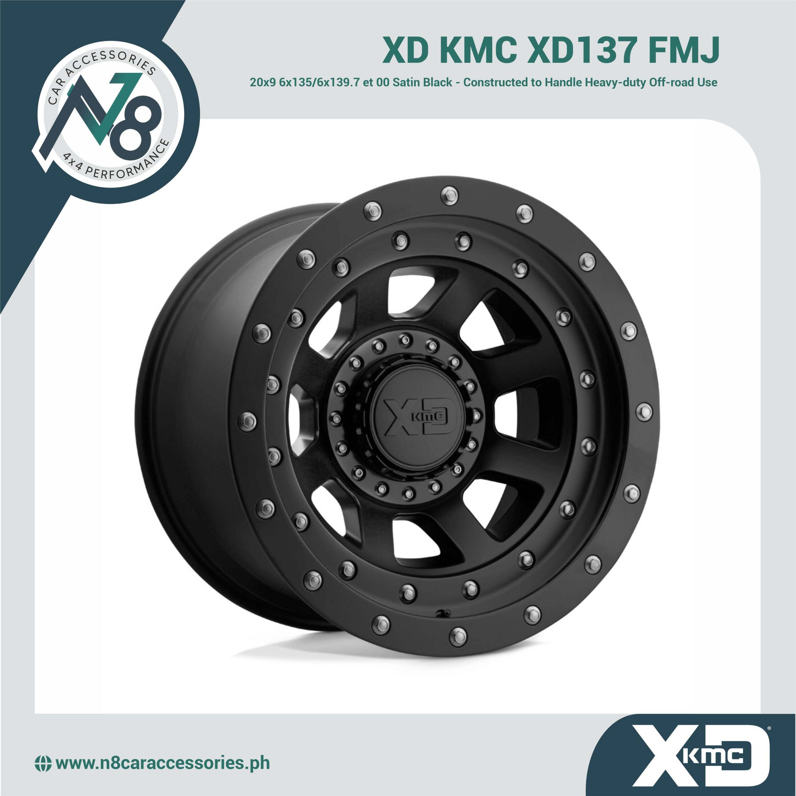 XD KMC XD137 FMJ 20x9 6x135/6x139.7 et 00 Satin Black Genuine