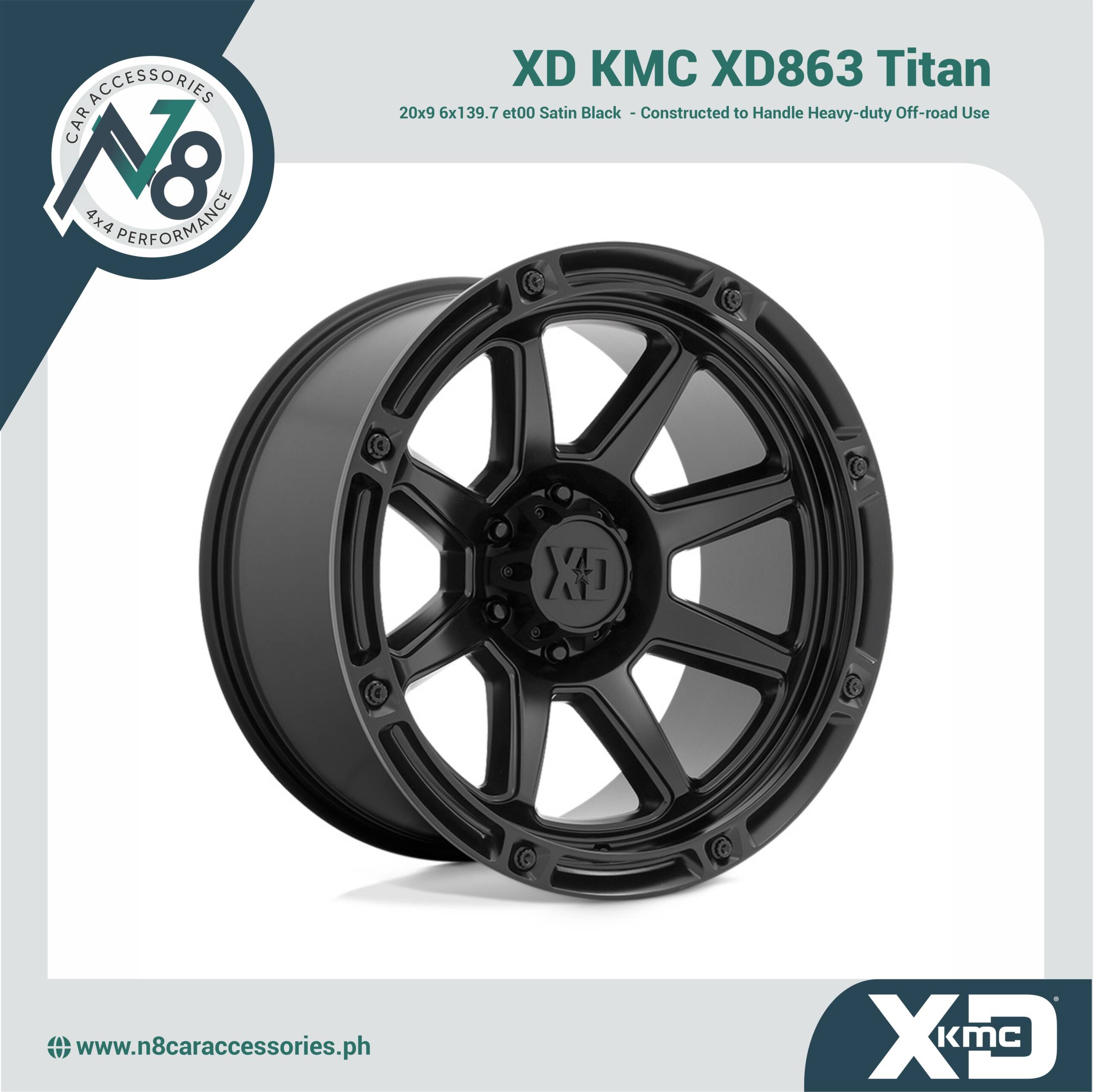 XD KMC XD863 Titan 20x9 6x139.7 et00 Satin Black Genuine