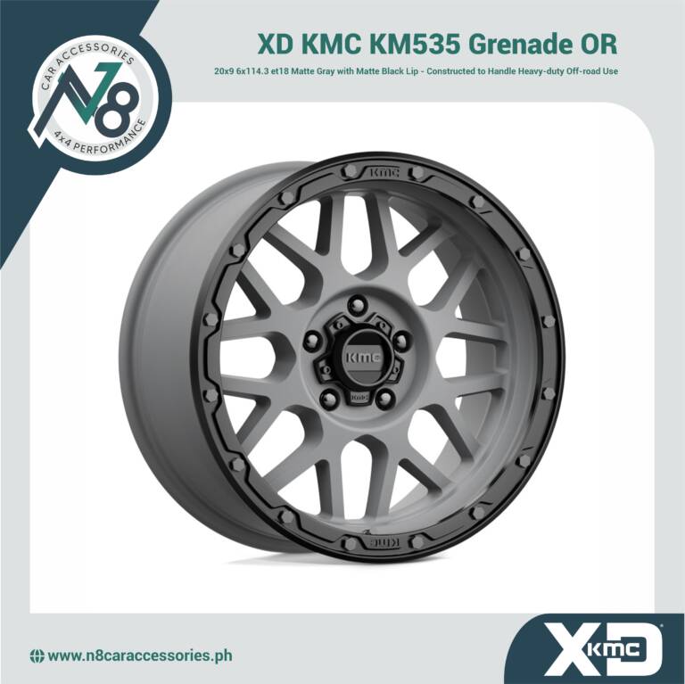 XD KMC KM535 Grenade OR 20x9 6x114.3 et18 Matte Gray with Matte Black Lip Genuine