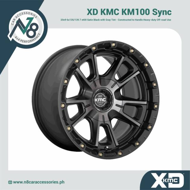 XD KMC KM100 Sync 20x9 6x135/139.7 et00 Satin Black with Gray Tint Genuine