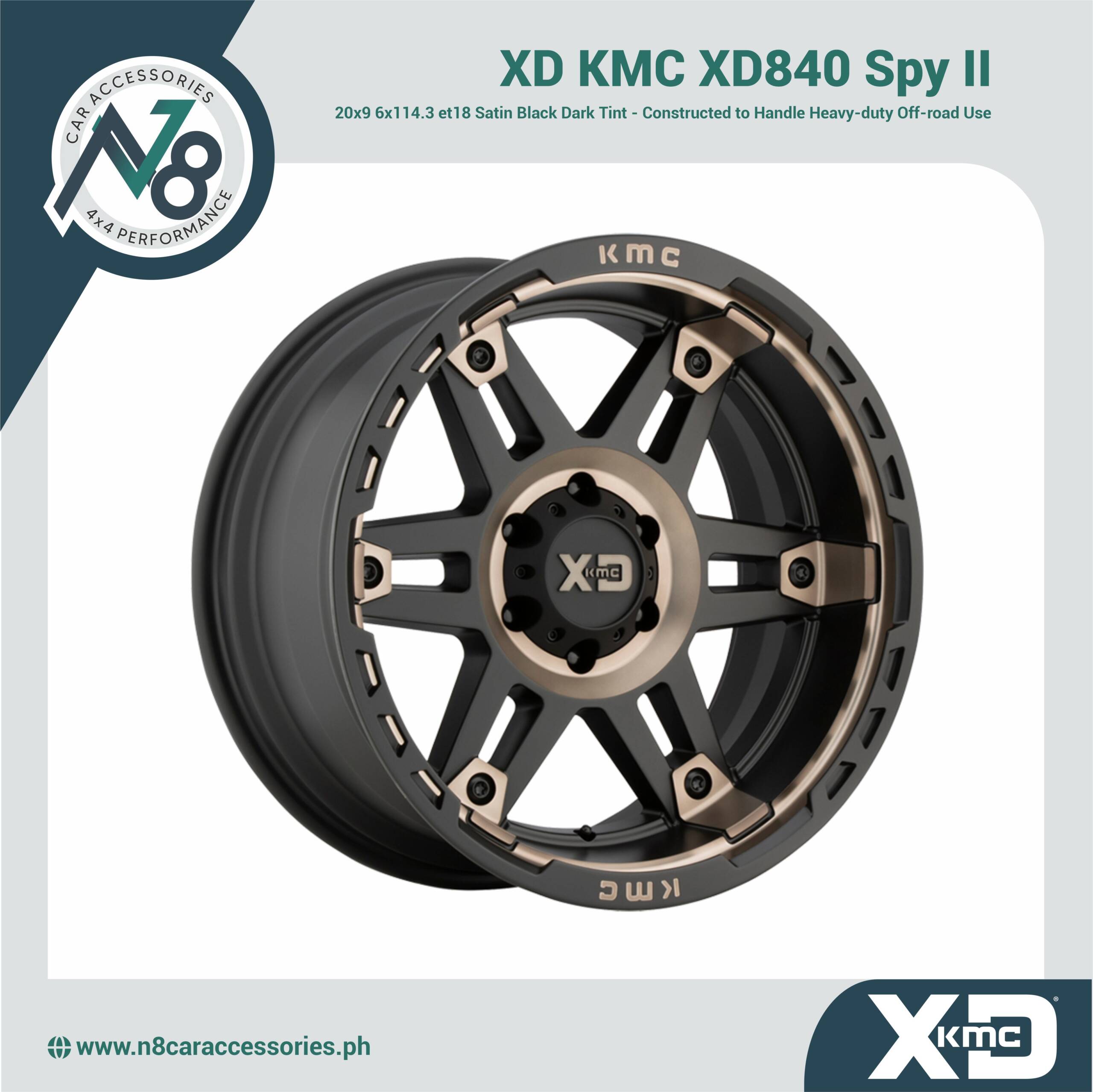 XD KMC XD840 Spy II 20x9 6x114.3 et18 Satin Black Dark Tint Genuine